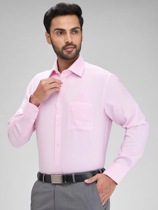 Park Avenue Pink Structure Luxus Fit Full Sleeve Cotton Shirt - Image 3