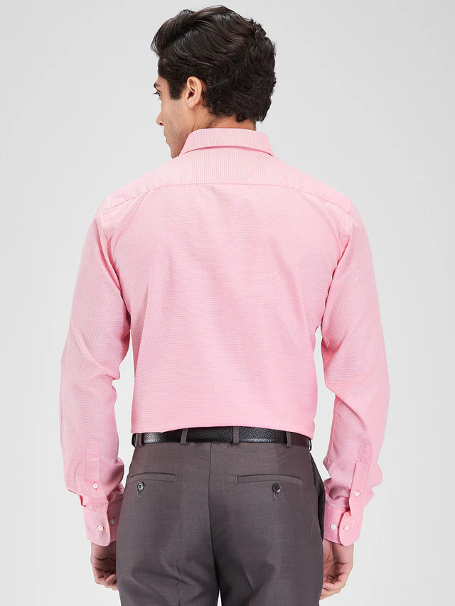 Park Avenue Pink Structure Slim Fit Cotton Blend Formal Shirt - Image 4