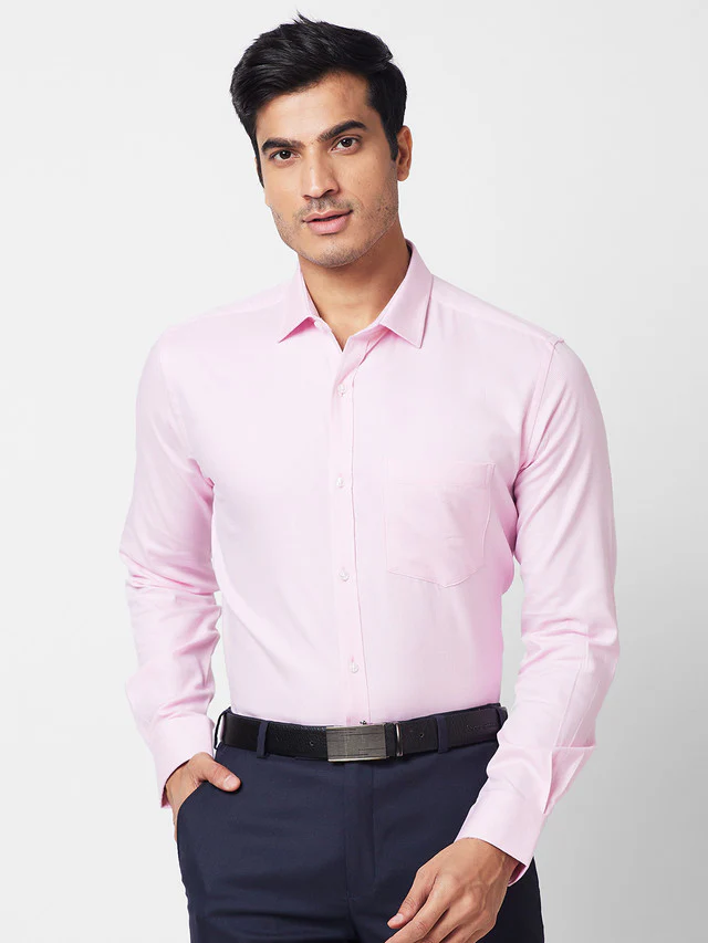 Park Avenue Pink Structure Slim Fit Cotton Formal Shirt