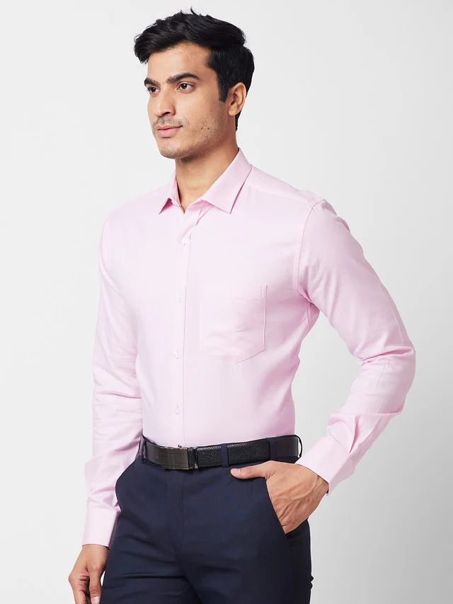 Park Avenue Pink Structure Slim Fit Cotton Formal Shirt - Image 3