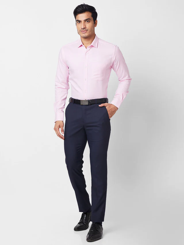Park Avenue Pink Structure Slim Fit Cotton Formal Shirt - Image 5