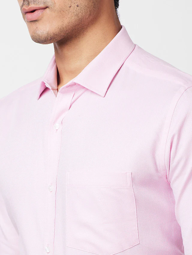 Park Avenue Pink Structure Slim Fit Cotton Formal Shirt - Image 6