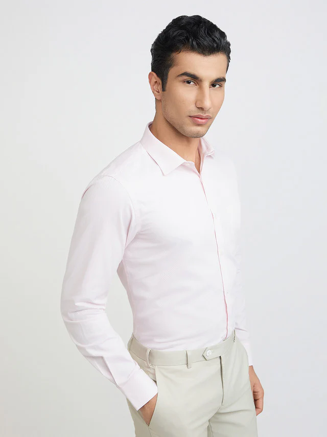 Park Avenue Pink Structure Slim Fit Cotton Formal Shirt