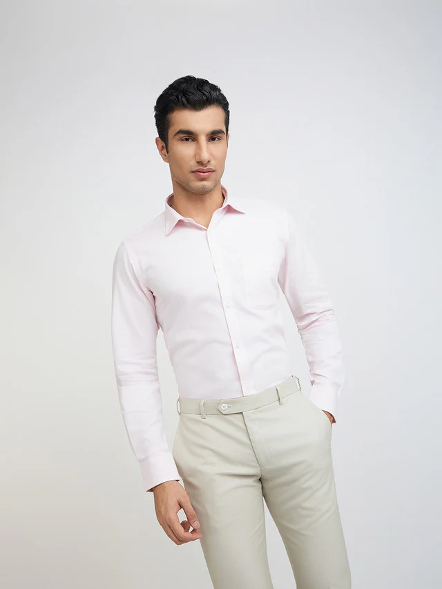 Park Avenue Pink Structure Slim Fit Cotton Formal Shirt - Image 2
