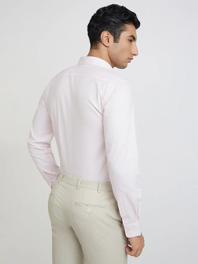 Park Avenue Pink Structure Slim Fit Cotton Formal Shirt - Image 4