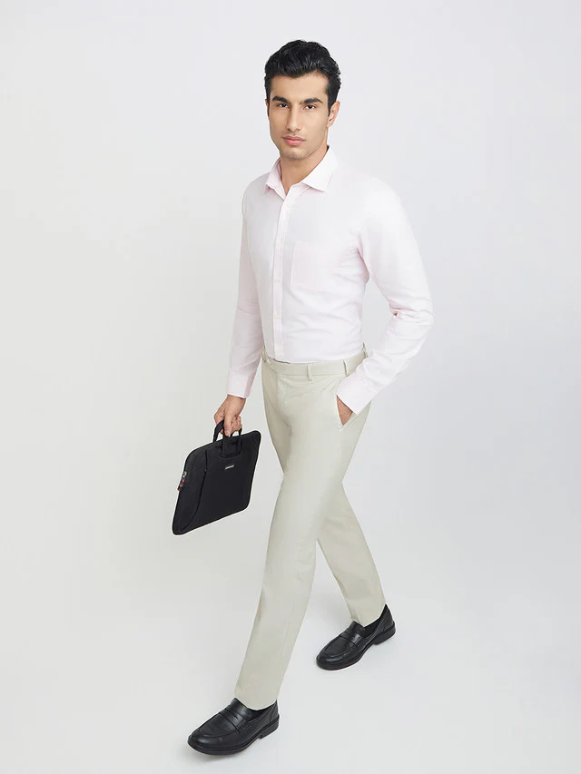 Park Avenue Pink Structure Slim Fit Cotton Formal Shirt - Image 5