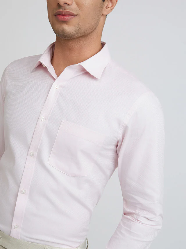 Park Avenue Pink Structure Slim Fit Cotton Formal Shirt - Image 6