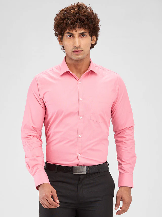 Park Avenue Pink Structure Slim Fit Cotton Formal Shirt