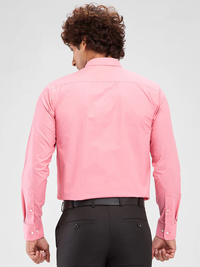 Park Avenue Pink Structure Slim Fit Cotton Formal Shirt - Image 4