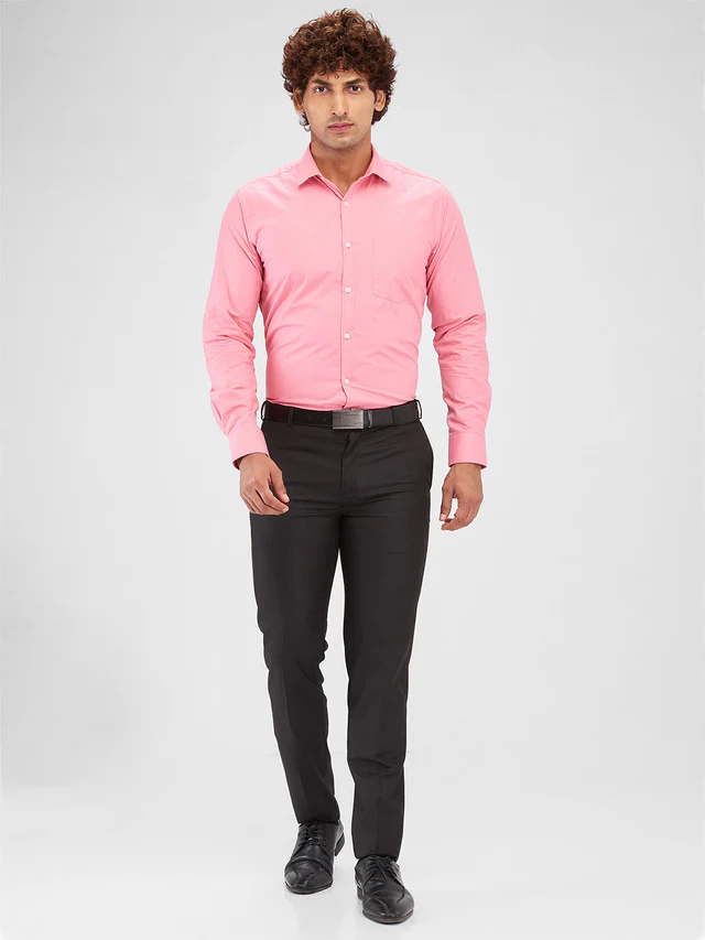 Park Avenue Pink Structure Slim Fit Cotton Formal Shirt - Image 5