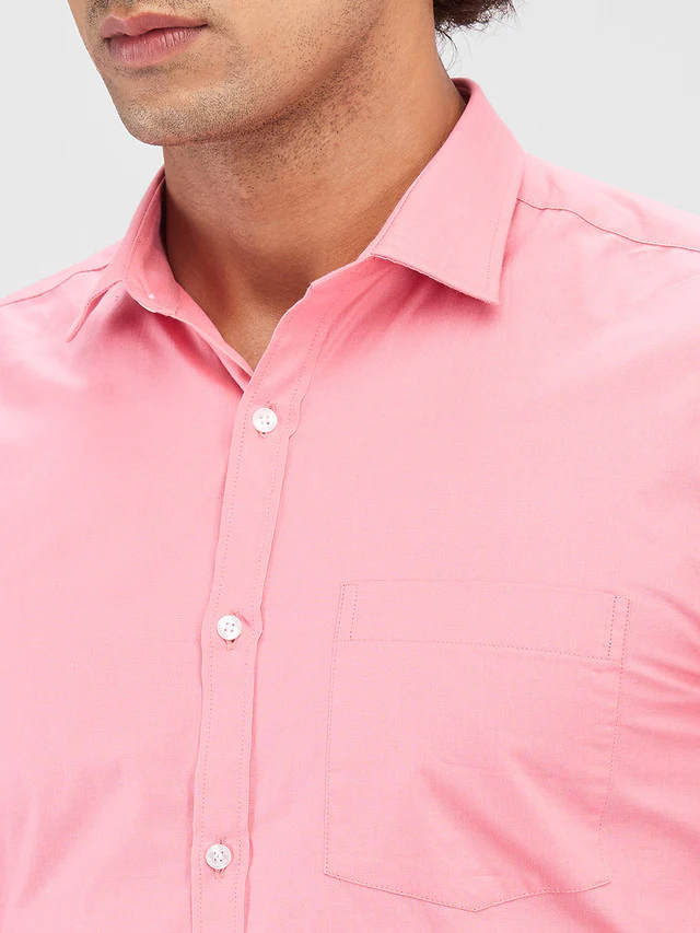 Park Avenue Pink Structure Slim Fit Cotton Formal Shirt - Image 6