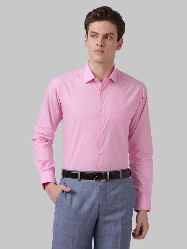 Park Avenue Pink Structure Slim Fit Cotton Formal Shirt