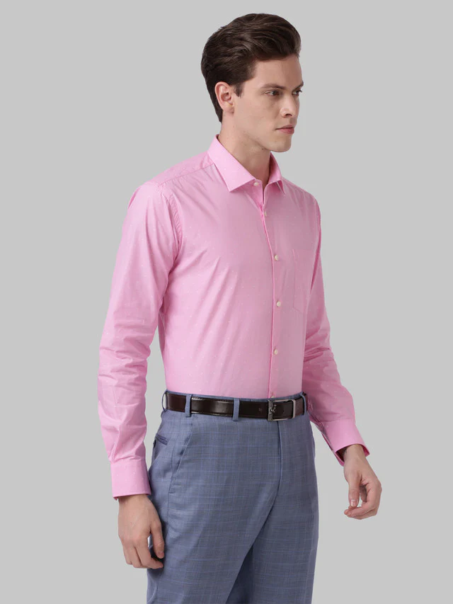 Park Avenue Pink Structure Slim Fit Cotton Formal Shirt - Image 2