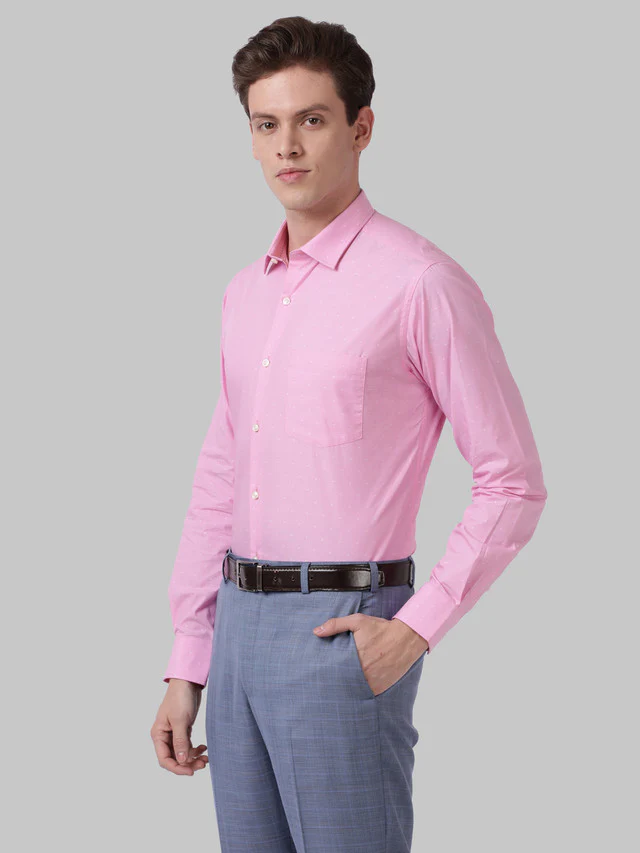 Park Avenue Pink Structure Slim Fit Cotton Formal Shirt - Image 3