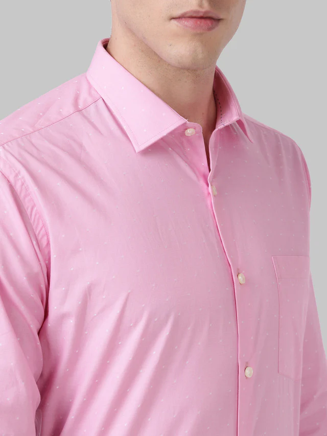 Park Avenue Pink Structure Slim Fit Cotton Formal Shirt - Image 6
