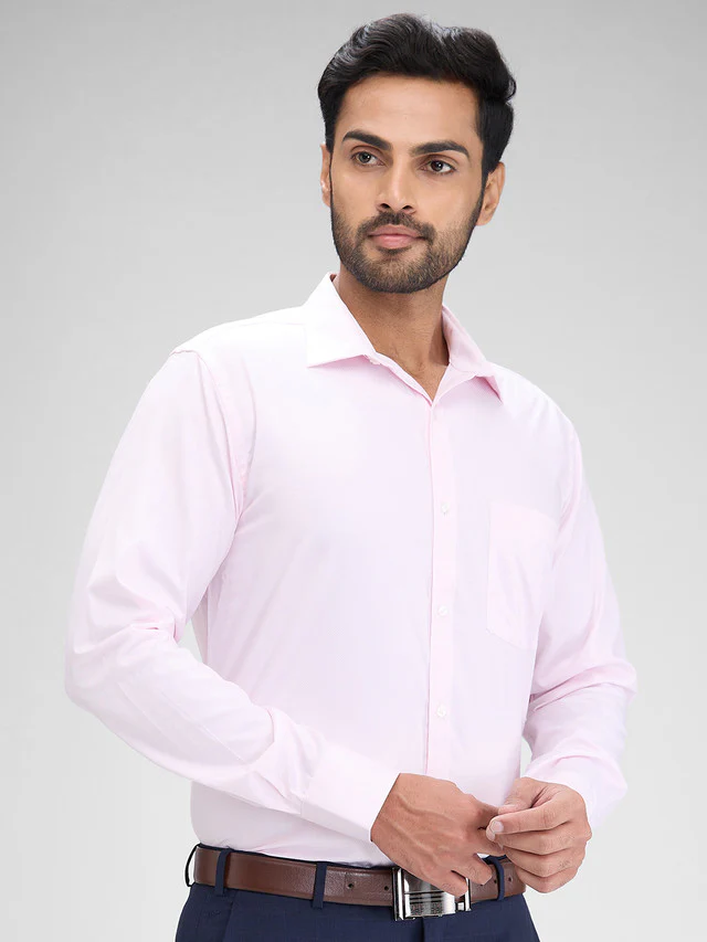 Park Avenue Pink Structure Slim Fit Full Sleeve Cotton Blend Shirt - Image 2