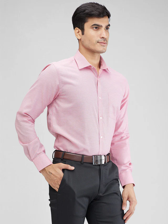 Park Avenue Pink Structure Slim Fit Full Sleeve Cotton Blend Shirt - Image 2