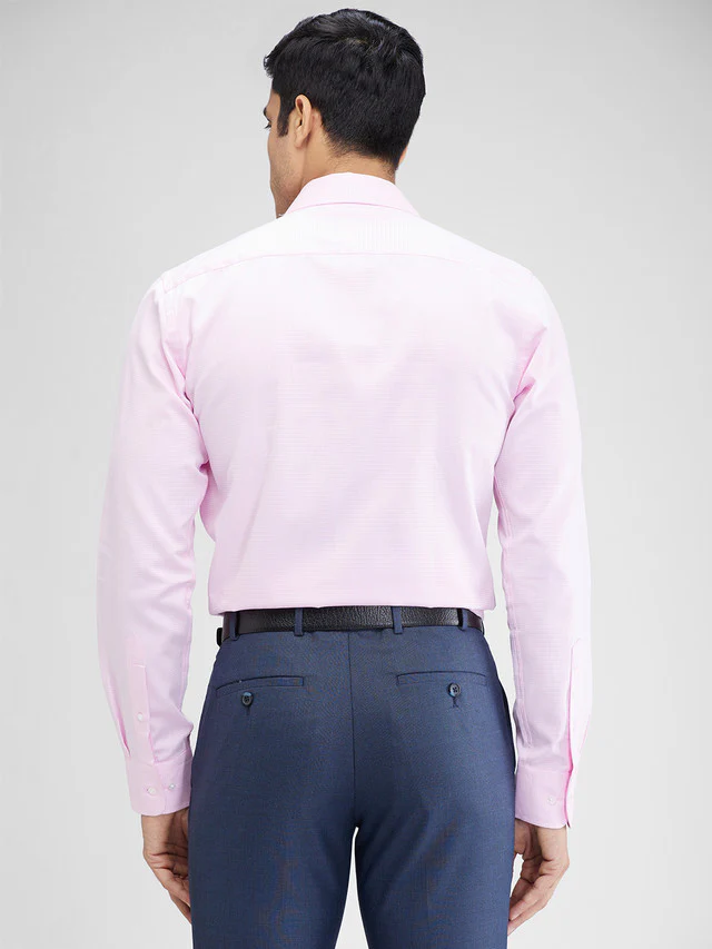 Park Avenue Pink Structure Slim Fit Full Sleeve Cotton Shirt - Image 4