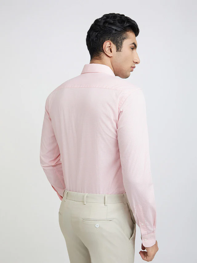 Park Avenue Pink Structure Slim Fit Full Sleeve Cotton Shirt - Image 4