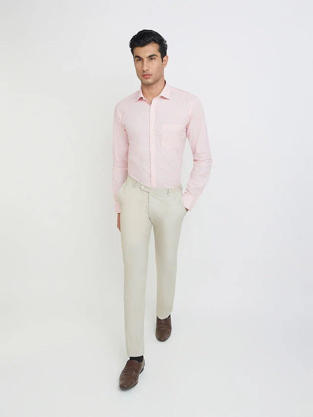 Park Avenue Pink Structure Slim Fit Full Sleeve Cotton Shirt - Image 5