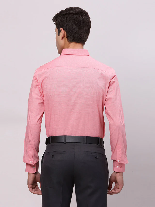 Park Avenue Pink Structure Slim Fit Full Sleeve Cotton Shirt - Image 4