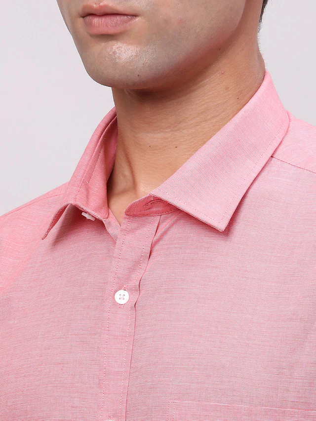 Park Avenue Pink Structure Slim Fit Full Sleeve Cotton Shirt - Image 6