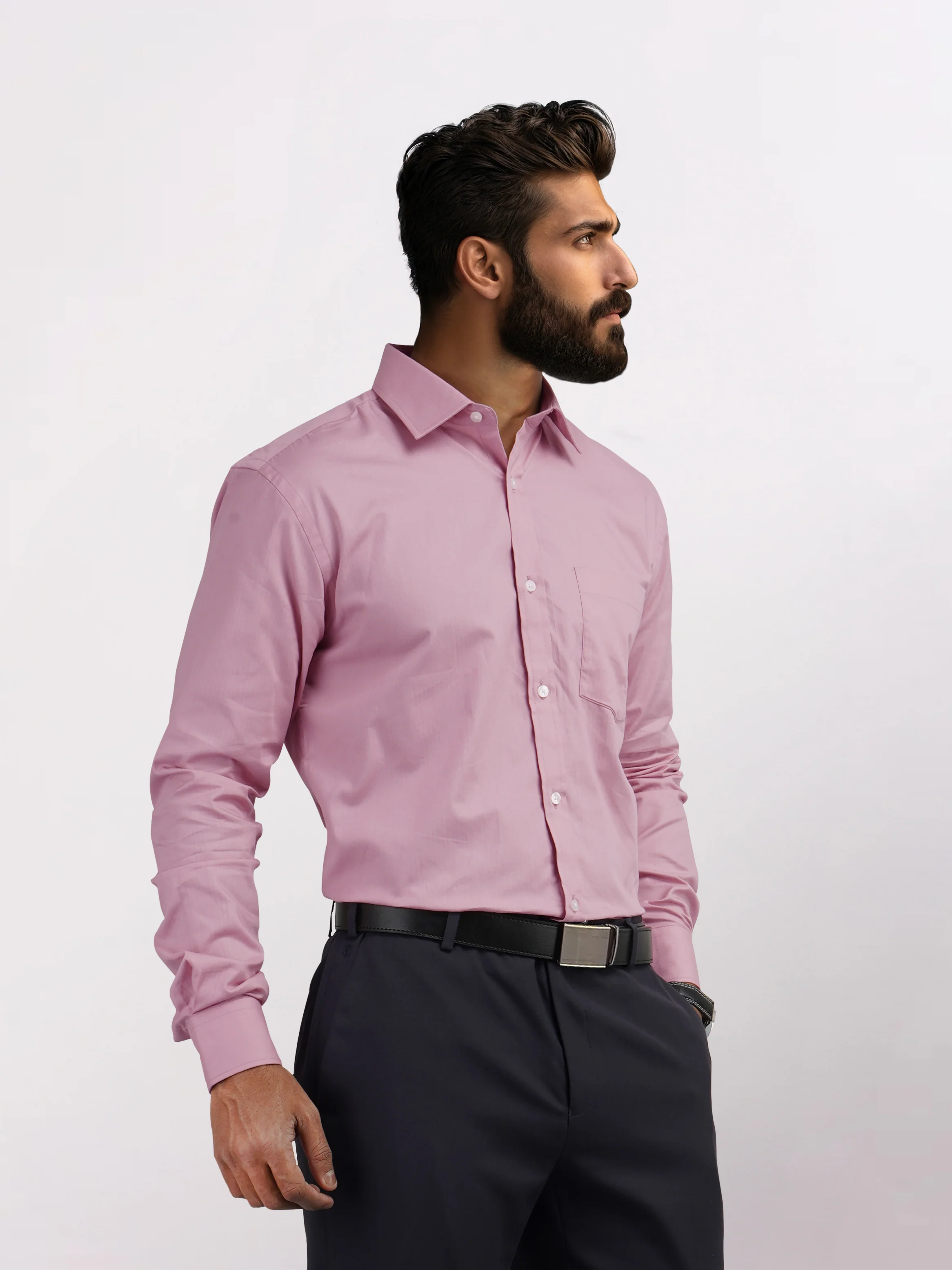 Park Avenue Pink Structure Slim Fit Full Sleeve Cotton Shirt - Image 2