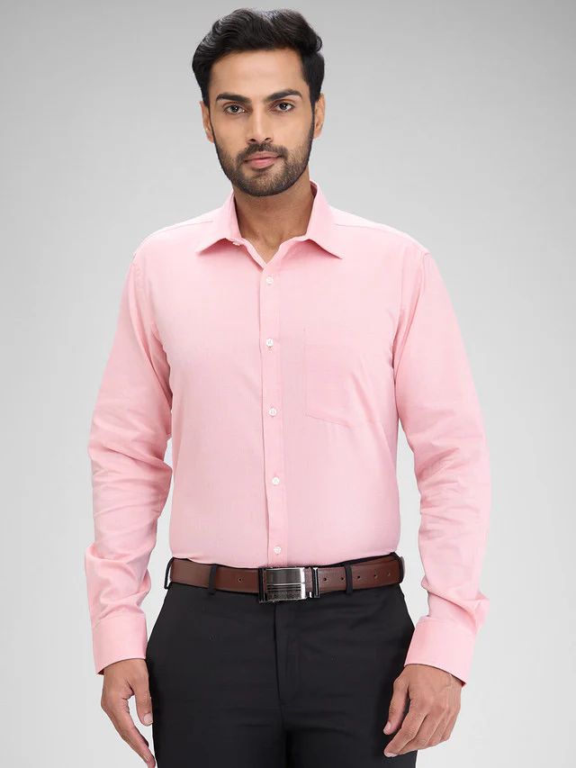 Park Avenue Pink Structure Slim Fit Full Sleeve Cotton Shirt