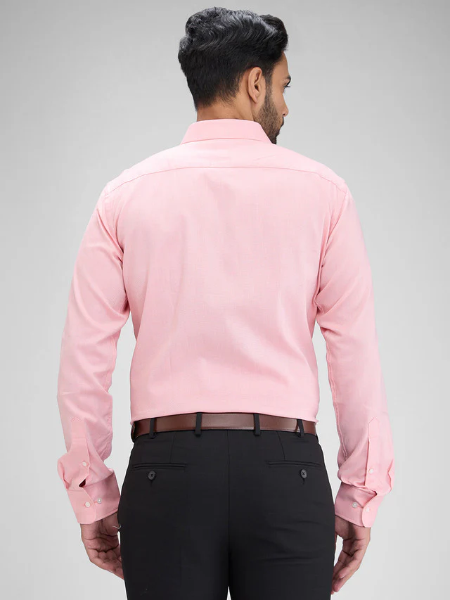 Park Avenue Pink Structure Slim Fit Full Sleeve Cotton Shirt - Image 4