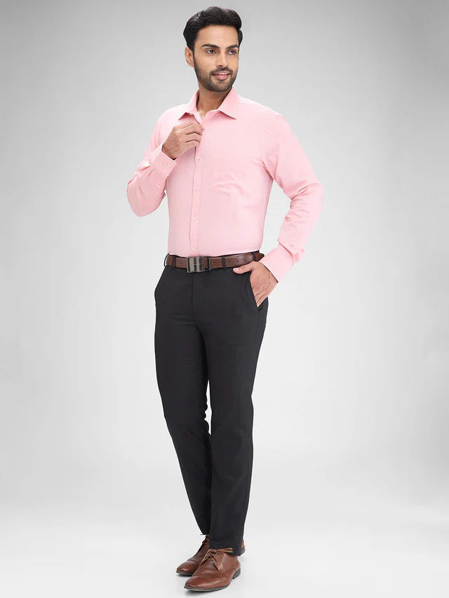 Park Avenue Pink Structure Slim Fit Full Sleeve Cotton Shirt - Image 5