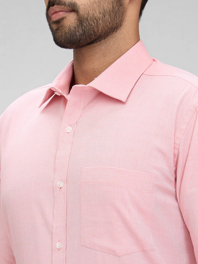 Park Avenue Pink Structure Slim Fit Full Sleeve Cotton Shirt - Image 6
