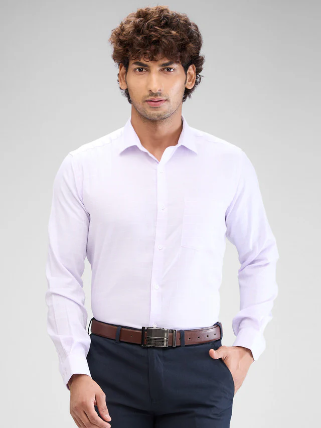 Park Avenue Purple Checks Regular Fit Cotton Formal Shirt