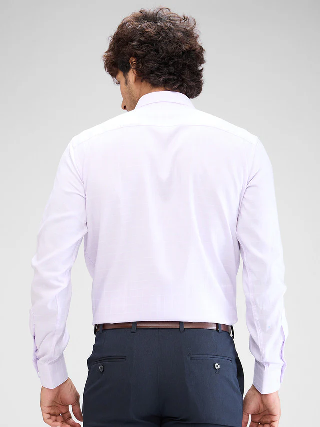 Park Avenue Purple Checks Regular Fit Cotton Formal Shirt - Image 4