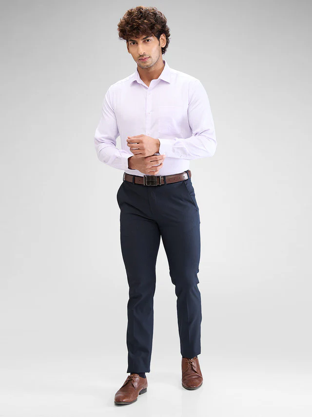 Park Avenue Purple Checks Regular Fit Cotton Formal Shirt - Image 5