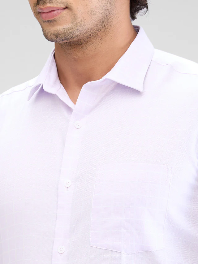 Park Avenue Purple Checks Regular Fit Cotton Formal Shirt - Image 6
