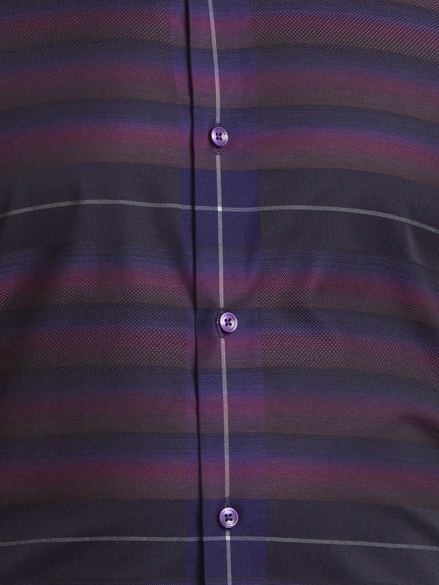 Park Avenue Purple Checks Slim Fit Cotton Formal Shirt - Image 7