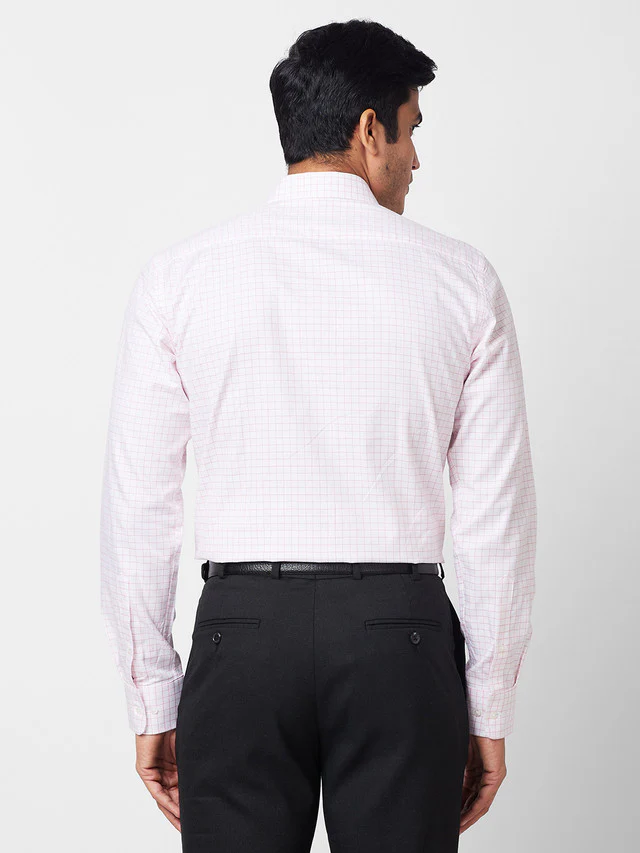 Park Avenue Purple Checks Slim Fit Cotton Formal Shirt - Image 4