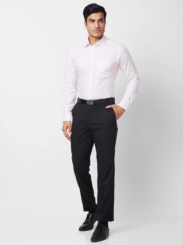 Park Avenue Purple Checks Slim Fit Cotton Formal Shirt - Image 5