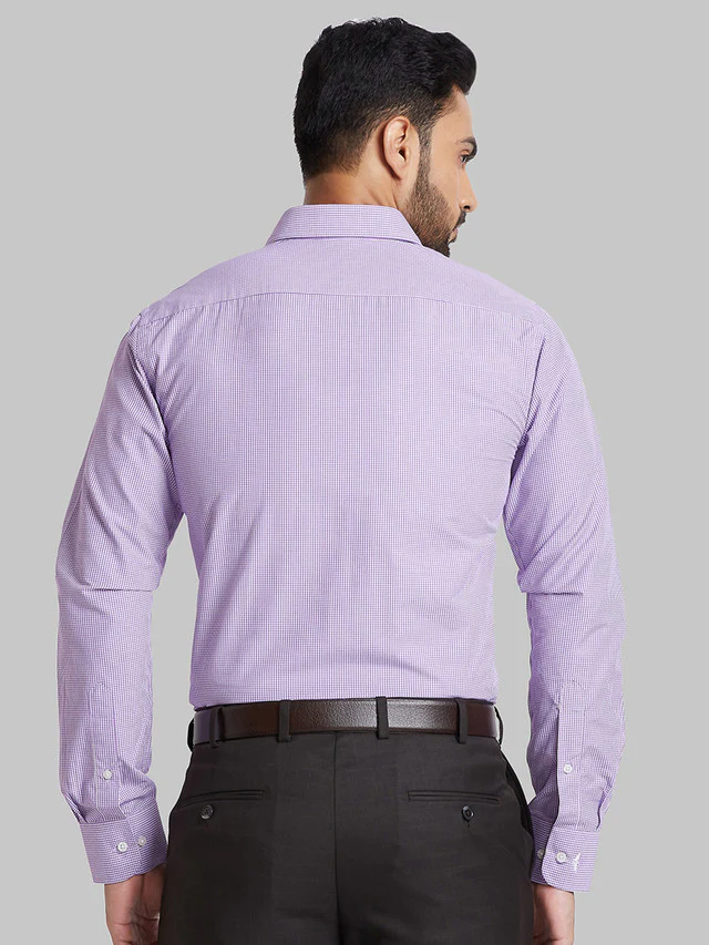 Park Avenue Purple Checks Slim Fit Polyester Blend Formal Shirt - Image 4