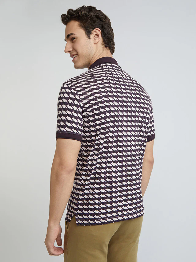 Park Avenue Purple Printed Slim Fit Cotton Blend T-Shirt - Image 4