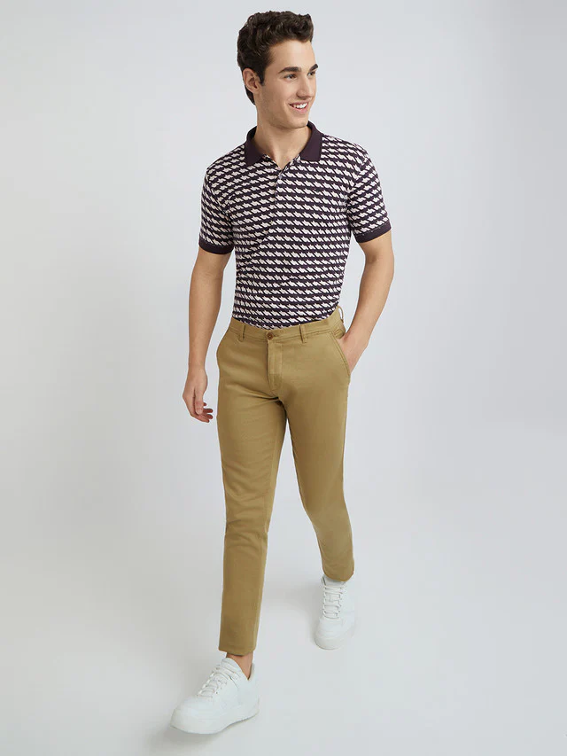 Park Avenue Purple Printed Slim Fit Cotton Blend T-Shirt - Image 5