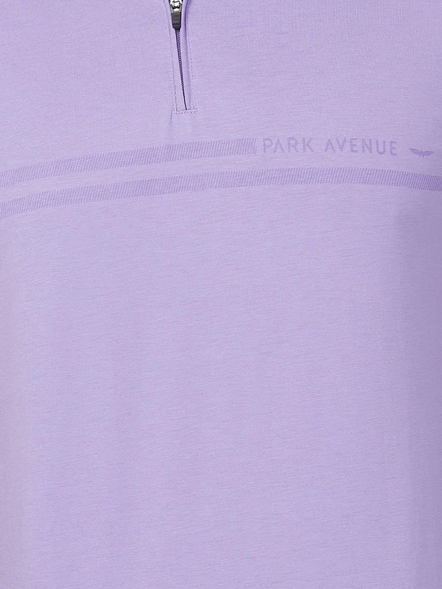 Park Avenue Purple Printed Slim Fit Cotton Blend T-Shirt - Image 7