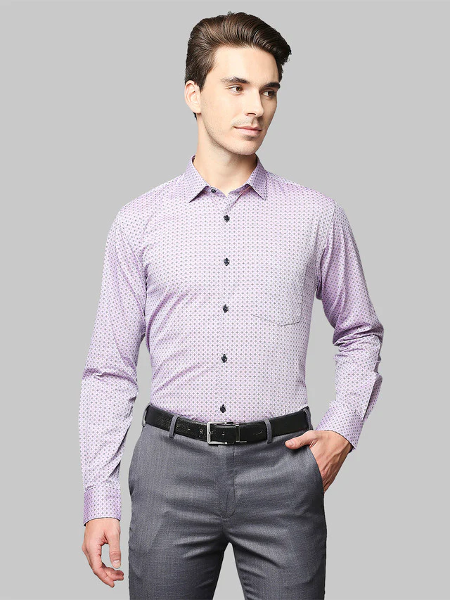 Park Avenue Purple Printed Slim Fit Cotton Formal Shirt
