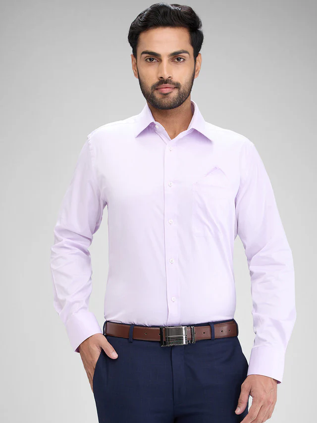 Park Avenue Purple Solid Luxus Fit Full Sleeve Cotton Shirt
