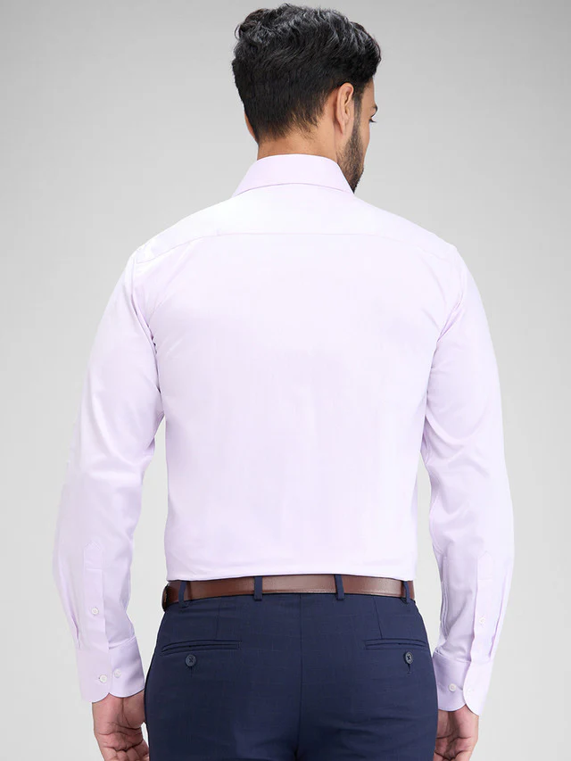 Park Avenue Purple Solid Luxus Fit Full Sleeve Cotton Shirt - Image 4
