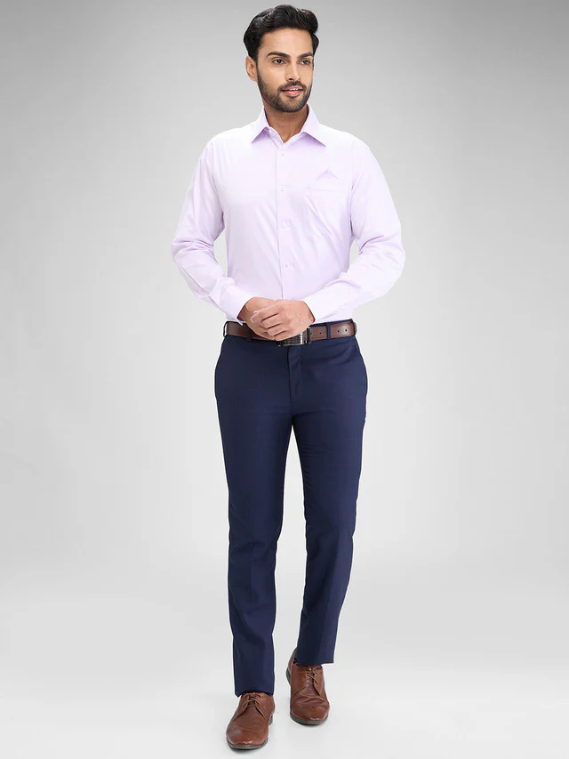 Park Avenue Purple Solid Luxus Fit Full Sleeve Cotton Shirt - Image 5
