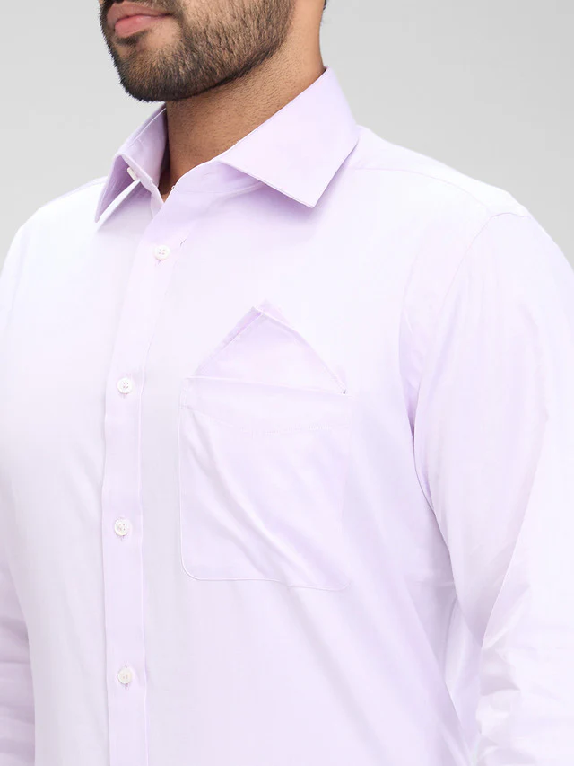 Park Avenue Purple Solid Luxus Fit Full Sleeve Cotton Shirt - Image 6