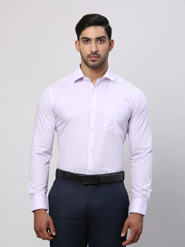 Park Avenue Purple Solid Slim Fit Polyester Blend Formal Shirt