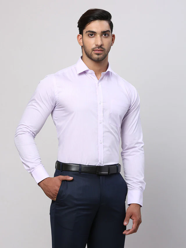 Park Avenue Purple Solid Slim Fit Polyester Blend Formal Shirt - Image 2