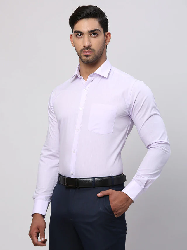 Park Avenue Purple Solid Slim Fit Polyester Blend Formal Shirt - Image 3